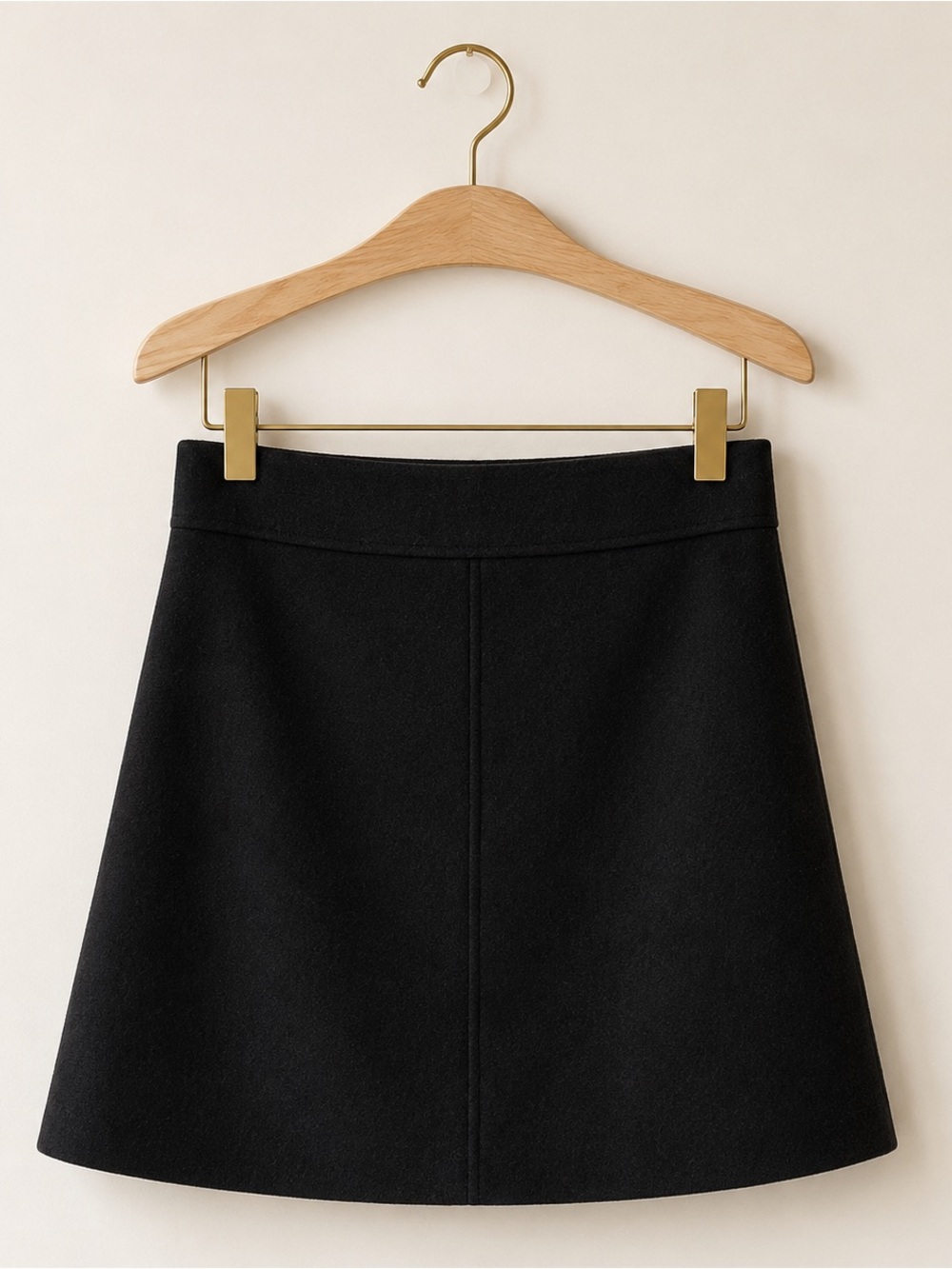 Sézane Black 100% Wool A-Line Chic Mini Skirt High Waist Size 40 US 8 Medium